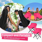 2 Pack Compact Camping Chairs Portable Folding for Outside with Carry Bag Lightweight Moon Chairs for Travel Picnic Hiking Beach Fishing, 600D Oxford, Supports 330lbs(Pink)