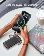 2-Pack Portable Charger Built-in Cables and AC Wall Plug, 10000mAh 22.5W PD Fast Charging Power Bank, Lightweight Compact Battery Pack Travel Essentials for iPhone 17/16/15/14/13 Series,Samsung,Tablet