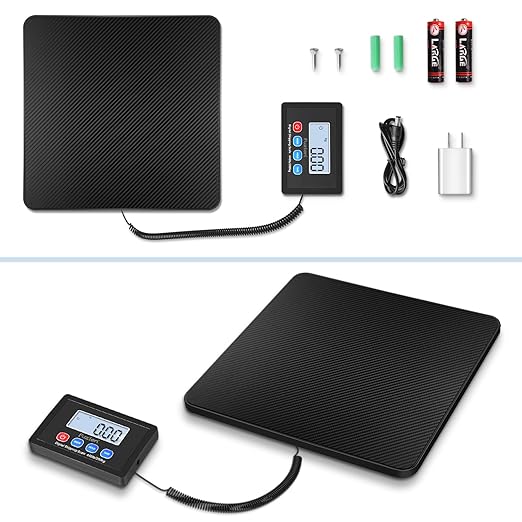 Fuzion Shipping Scale, 440LB x 10g High Accuracy Postal Scale, Hold/Tare Function, Digital Shipping Postal Scale for Packages, Postage, Luggage, Mailing, Battery & AC Adapter Included