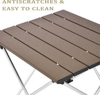 Grope Small Folding Camping Table with Aluminum Table Top, Beach Table for Sand with Carrying Bag,Prefect for Outdoor, Picnic, BBQ, Cooking, Festival (Coffee-L)