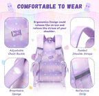 PIG PIG GIRL Kids Backpack for Girls - School Bags for Middle School Students - Book Bag for Elementary Primary - Kawaii Ita Backpack - Purple Shell