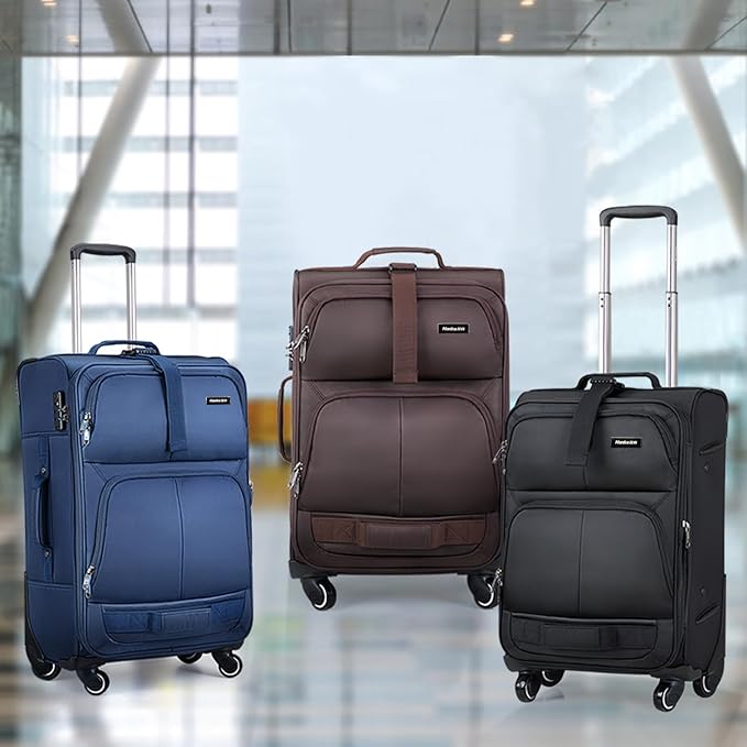 Hanke 20 Inch Softside Expandable Carry On Luggage with Spinner Wheels, Rolling Suitcase Travel Luggage with TSA Approved Luggage,Black