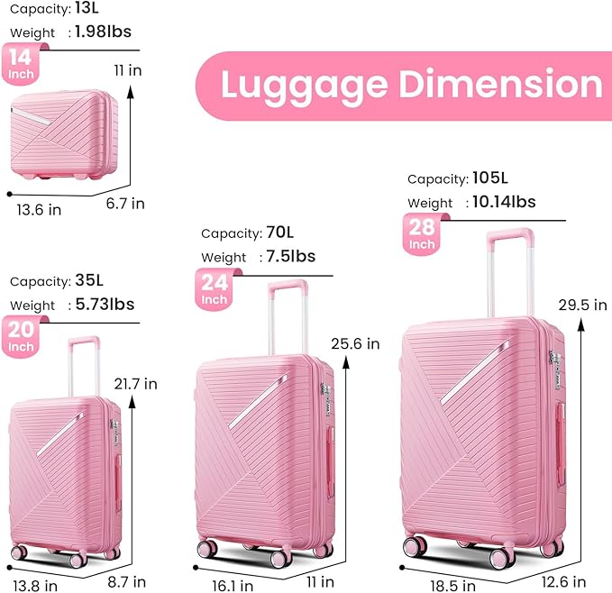 Hard Shell Luggage Sets 4 Piece with 360 Spinner Wheels,Lightweight Suitcase Set with TSA Lock,Travel Luggage Set with Telescoping Handle,Light and Strong,Easy to Clean (Navy Blue 2)