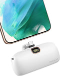 Kuulaa Portable Phone Charger with Built-in USB-C Plug, 5000mAh Mini Portable Charger Power Bank Small Battery Pack for iPhone air/15/16,Samsung S22/S23 & Android (White)