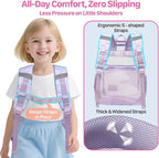 Bagseri Clear Backpack for Girls - 15 Inch Heavy Duty Kids Clear Bookbag for Kindergarten to Grade 2, Transparent School Bag with Reflective Strip, Fits Folders, Purple Tie-dye