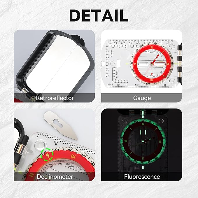 Compass Hiking Survival, Wilderness Survival Compass for Kids- Magnetic Gear Set Navigation Map- Backpacking Camping Hunting Survival