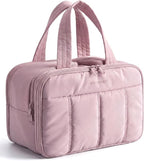 BAGSMART Travel Toiletry Bag, Puffy Large Toiletry Bag for Women, Lightweight Cosmetic Makeup Bag Organizer with Handle for Traveling, Accessories, Essentials, Toiletries (Purple)