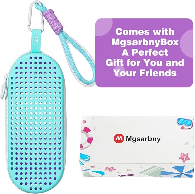 Swim Goggle Case For Swimming Goggles, Swimmer Gifts for Kids Teens Adults, Silicone Cases with Drain Hole