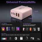 USB C Fast Wall Charger Block, 2Pack 60W USBC Charging Cubes, 5-Port PD+QC Power Adapter Multiport Brick Type C Box Plug for Phone 16/15/14/13/12/11/Pro Max/Plus, Pad Mini/Pro/S25/S24-Pink