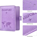 Eoehro Passport Holder for Travel Essentials, Passport Wallet Cover Case for Travel Must Haves Accessories,Passport Book Holders for Women and Men(Light Purple)