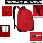 SUPACOOL Casual Laptop Backpack for Men and Women, Backpack for College, USB Charging Port, Lightweight Pack Back(Red)
