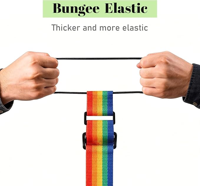Multi Use Strong Adjustable Luggage Connector Straps for Suitcases,2 Pack Flexible Luggage Accessories Elastic Fastening Bag Strap (Rainbow)