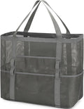 Fammart Mesh Beach Bag, Large Beach Tote with Zipper Pocket, Toys Pool Bag for Family Travel Vacation Cruise Essentials