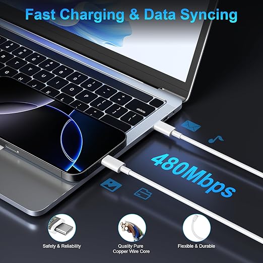 iPhone 17 16 15 Charger Fast Charging, 45W Dual USB C Android Phone Charger Block with 6FT Long Type C Cable Cord for Apple iPhone 17/Pro/Pro Max/Air/16/15 Plus/iPad/S26 Ultra/S25/S24/S23/S22(White)