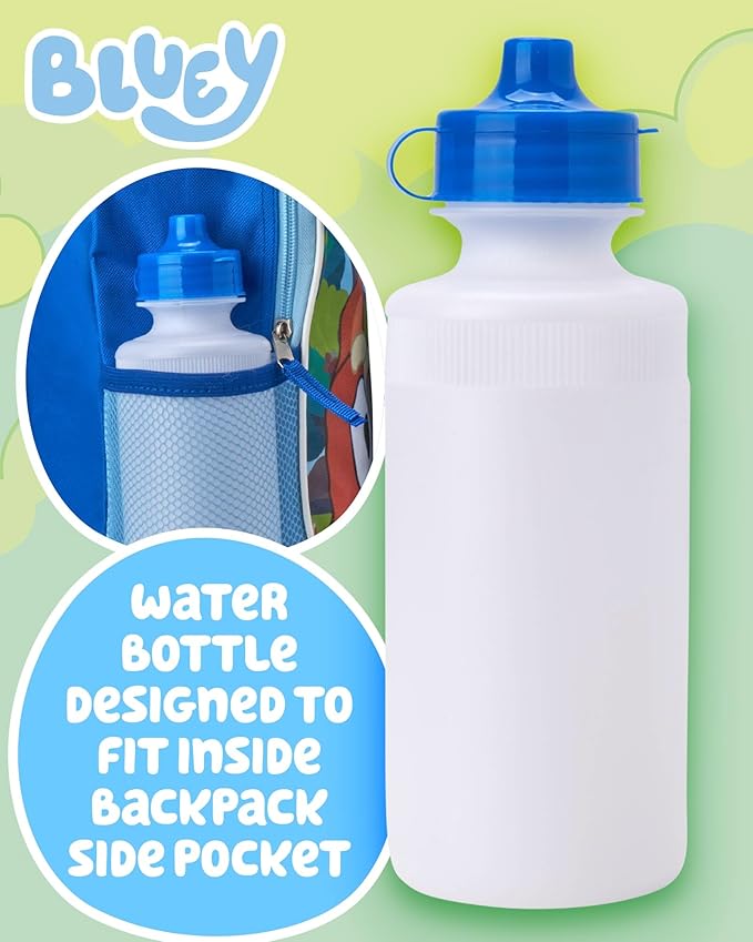 Fast Forward Bluey Kids Backpack and Lunch Box Set - 15" Bookbag Backpack for Boys & Girls with Detachable Lunch Bag Set, Bluey Blue And Friends