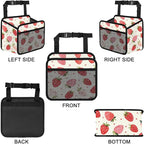 Car Backseat Organizer, PU Leather Back of Seat Cars Hanging Organizer with Pockets Leakproof Car Garbage Bag Hanging Cars Seat Storage Box Travel Accessories Foldable (White Strawberries)