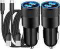 [Apple MFi Certified] iPhone 17 Car Charger Fast Charging, Braveridge 2Pack 4.8A USB Power Cigarette Lighter USB-C Car Charger + Type-C Braided Cord for iPhone 17/17 Pro Max/16/15/Galaxy/S26/S25/Pixel