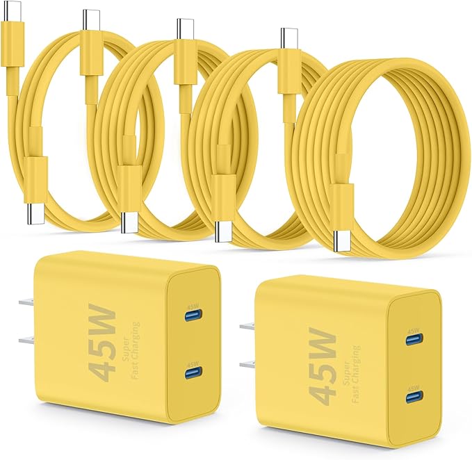 QZIIW Super Fast Samsung Charger Type C,45W Dual Port USB C Fast Charger Block [2-Pack] & Extra Long 60W 3/6/6/10FT USB C Cable - PD Quick Charging 3.0 for Samsung Galaxy S25 Ultra/S24+/S23 iPhone 16