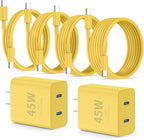 QZIIW Super Fast Samsung Charger Type C,45W Dual Port USB C Fast Charger Block [2-Pack] & Extra Long 60W 3/6/6/10FT USB C Cable - PD Quick Charging 3.0 for Samsung Galaxy S25 Ultra/S24+/S23 iPhone 16