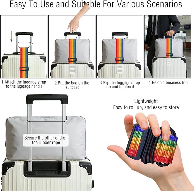 3PCS Luggage Straps,Adjustable Luggage Connector Straps with Heavy-Duty Elastic Belt to Connect Two Suitcases,Add a Bag Luggage Belt,Luggage Accessories for Travel for Securing Carry-On&Bag Essentials