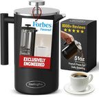 SterlingPro Stainless Steel French Press Coffee Maker 1.5 L (51 oz) Black – Double Walled Insulated Large Coffee Press, Durable Design Keeps Drinks Hot, Easy to Use and Clean for Rich Flavor Brewing