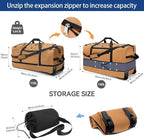 Rolling Duffle Bag with Wheels,110L/140L Expandable Soft-Sided Foldable Duffle Bag with 2 Rubber Wheels,Packable 32” Rolling Carry-On with Multi-Pockets & Compartments (brown)