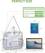 MAY TREE Clear Bag for Stadium Events 12×6×12 Clear Tote Lunch Bag with Reinforced Straps for Work, Sporting Events and Gym, White
