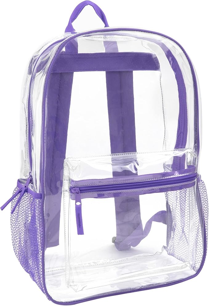 Trail maker Clear Backpack Heavy Duty with Padded Straps, Side Pockets for Kids, Boys, Girls, School, Stadium Approved Events