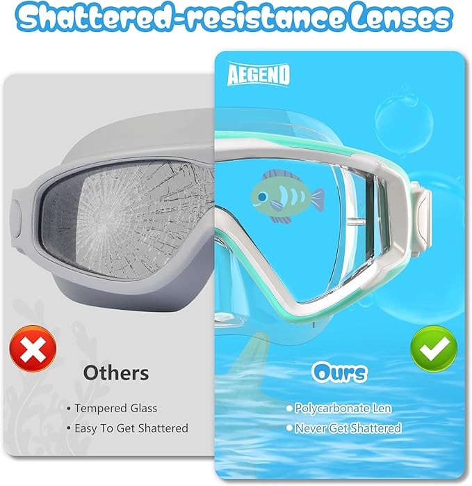 Aegend Snorkeling Gear for Adults Youth Kids, Snorkel Mask with Top Dry Valve - Panoramic View Anti-Leak and Anti-Fog with Mesh Bag for Snorkeling, Scuba Diving, Freediving & Swimming