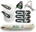 EVERLAST Clothesline Kit w/ 2 Pulleys, 3 Separators, 1 Line Tightener & 2 Hooks (100 Feet Clothes Line Included) | Complete Laundry Hardware Set | Weatherproof | Made in USA | Model #100