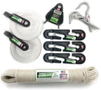 EVERLAST Clothesline Kit w/ 2 Pulleys, 3 Separators, 1 Line Tightener & 2 Hooks (100 Feet Clothes Line Included) | Complete Laundry Hardware Set | Weatherproof | Made in USA | Model #100