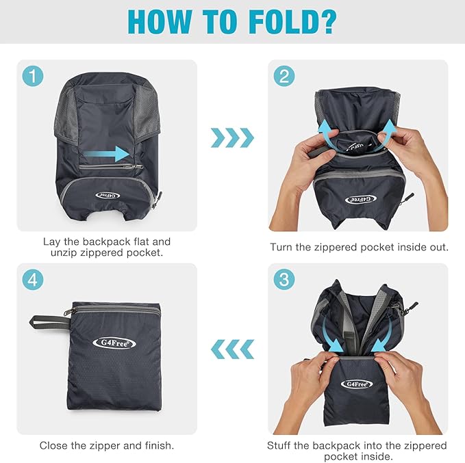 G4Free Lightweight Packable Hiking Backpack for Men Women Small Hiking Daypacks Foldable Shoulder Pack Casual Outdoor Bag 11L