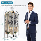 40" All Clear Garment Bags for Hanging Clothes, 4" Gusseted Suit Bags for Closet Storage, Plastic Garment Covers with Zipper for Coats, Jackets, Shirts, 4 Packs