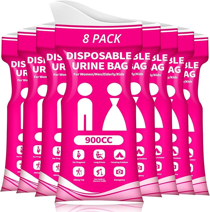 Disposable Urine Bag for Travel - 900ML Portable Pee Bags for Women Men 8/12/20/24/28 PCS Emergency Vomit Bags Urinal Toilet for Car Camping, Road Trip,Traffic Jam, Pregnant, Kid, Patient