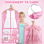 Woanger 6 Pcs Garment Bags for Dance Costumes Clear PVC with Zippers Garment Bag with Pockets Dance Costume Organizer Carrier for Storage Cover for Adult(Clear Pink,20'' X 40'')