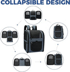 Apollo Walker Dog & Cat Carrier Backpack for 4-18lb Pets - Ventilated Safe Design with Padded Back Support, Breathable Mesh Pet Backpack for Hiking, Travel, Outdoor (Navy)