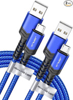 JSAUX Micro USB Cable for Android, (2-Pack 6.6FT) Kindle Charger Cord Replacement, Nylon Braided USB Micro Charging Cable Compatible with Galaxy S7 S6 J7 Edge Note 5, Kindle, MP3-Blue