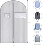 Syeeiex 40" Suit Bag, Set of 5 Garment Bags for Hanging Clothes, Suit Bags for Closet Storage, Garment Bags for Storage Suits,T-shirts, Jackets and Coats(Grey Arrow)