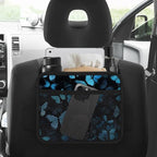 Car Backseat Organizer, PU Leather Back of Seat Cars Hanging Organizer with Pockets Leakproof Car Garbage Bag Hanging Cars Seat Storage Box Travel Accessories Foldable (Blue Butterfly)