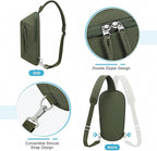 Small Sling Bag with RFID Blocking, Mini Fanny Pack for Women Men, Convertible Crossbody Anti Theft Chest Bag for Travel Hiking Running, Dark Green
