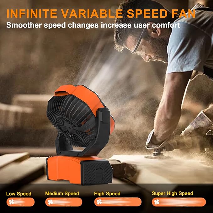 Portable Rechargeable Fan, 3-in-1 Camping Fan with 20000mAh Battery Powered, LED Lights, USB C, Remote Auto Oscillating for Indoor, Tent, Travel, Car, BBQ, Fishing, Camping Essentials