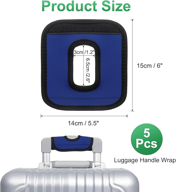 uxcell 5 Pcs Luggage Handle Wrap, Hollow Neoprene Handbag Grip Cover Protector Luggage Identifiers Suitcase Handle Wraps for Luggage Suitcase Travel Bags, Dark Blue