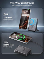 for Magsafe Portable Charger - 10000mah Wireless Magnetic Power Bank with Stand,PD 20W Fast Charging External Battery Pack Travel/Camping Essential Phone Charger for iphone 17/16/15/14/13/12 Series