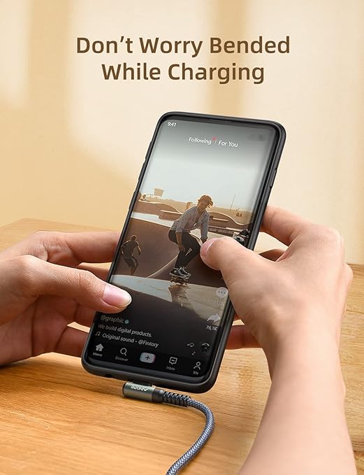 AINOPE USB to USB C Cable [5-Pack, 3.3ft] 3.1A Type C Charger Fast Charging, Right Angle USB to C Cable for Galaxy A15 A25 A35 A55 A54, S10+ S10 S9, Note 20 10 9, LG V30, Moto G, iPhone 16 15 Cord