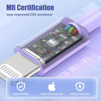 Essri USB C to Lightning Cable 6FT 4Pack, iPhone Charger Cord 6 Foot, Type C to Lightning Cable Fast Charging for iPhone 14/14 Pro 13/13 Pro/12/11 (Purple) - Adapts to C-Port Chargers