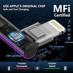 90 Degree iPhone Charger Cables 6FT, USB C to Lightning Cable [Apple MFi Certified] 3Pack Fast Charging, Nylon Braided USB C Lightning Cable Compatible with iPhone 14/13/12/11/Pro Max/Plus/8/7-Purple