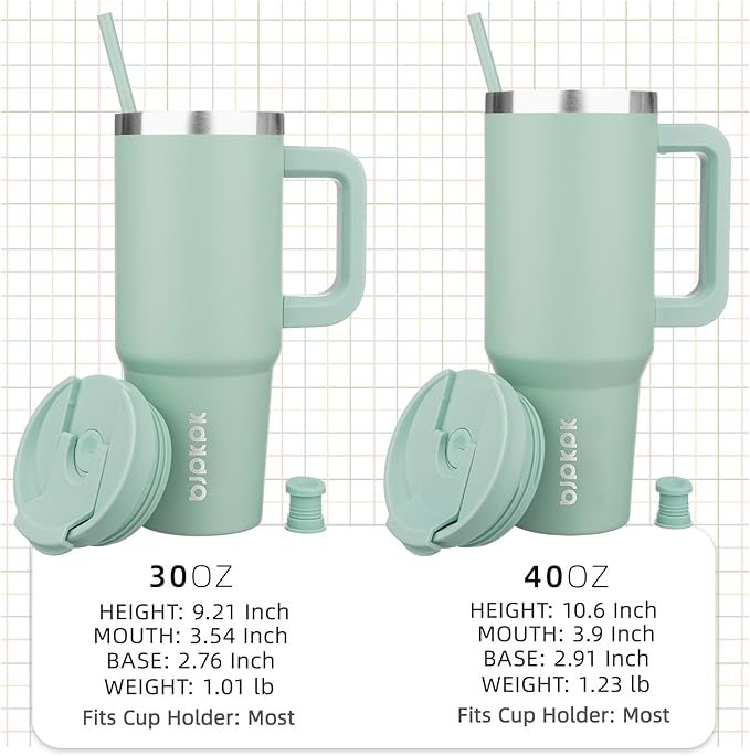 BJPKPK Insulated Tumblers With Handle And Straw 30 oz Stainless Steel Tumbler Cups With Lid,Pistachio Green