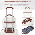 Luggage Sets, 2 Piece Carry on Luggage Set with Travel Bag, 2 Piece Expandable Spinner Hardshell Suitcase with TSA Lock, Back to School Suitcase, Women Men (White, 20/24 inch+Cosmetic Case)