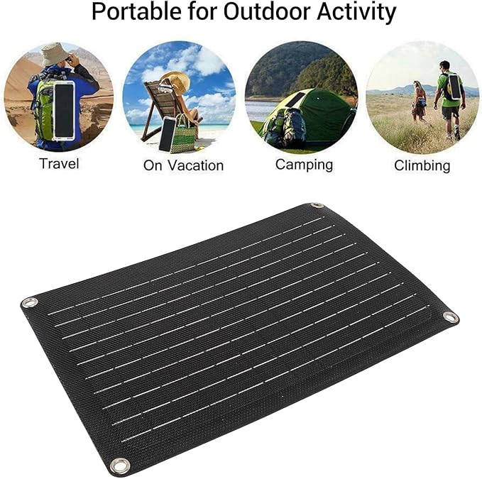 20W Solar Panel Portable Water Fast Charge Solar Charger PD Dual Output USB Foldable Solar Power Charger for Outdoor Activities Monocrystalline Silicon ABS 32x21.5cm