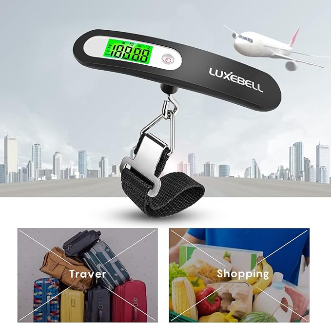 Digital Luggage Scale Vacation Travel Essentials Accessories Gifts for Traveler Portable Suitcase Handheld Weight Scale 110 lbs Hanging Baggage Travel Must Haves